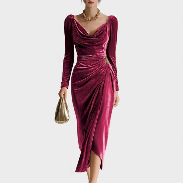 Sara™ | Vestido de terciopelo plisado favorecedor