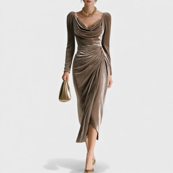 Sara™ | Vestido de terciopelo plisado favorecedor