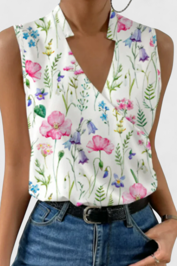 Yariela Top de Verano Suave con Escote en V