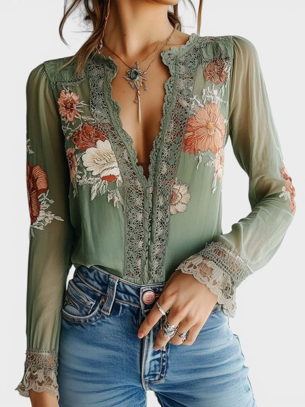 Aitana™ | Blusa de encaje floral boho
